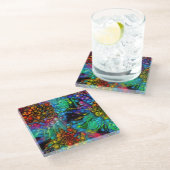 サイケデリックバブルバースト抽象ダイジー ガラスコースター (アングル)