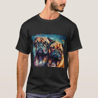 サイケデリックパグのデジタルペインティング - フォーヴィスト風コ Tシャツ