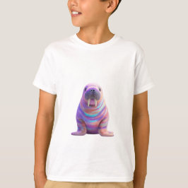 サイケデリックパステルタイダイセイウチンの子供服 Tシャツ