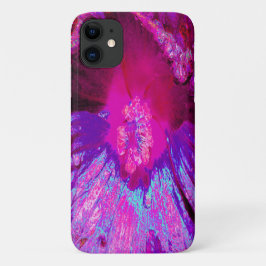 サイケデリックパープルとマゼンタのハイビスカスの花 iPhone 11 ケース