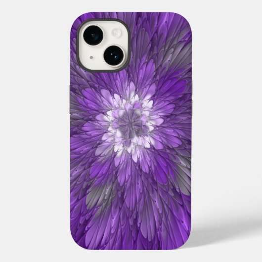 サイケデリックパープルフラワー抽象フラクタルアート Case-Mate iPhoneケース (裏面)
