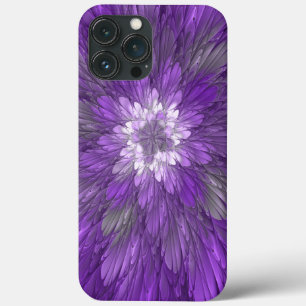 サイケデリックパープルフラワー抽象フラクタルアート iPhone 13 PRO MAXケース