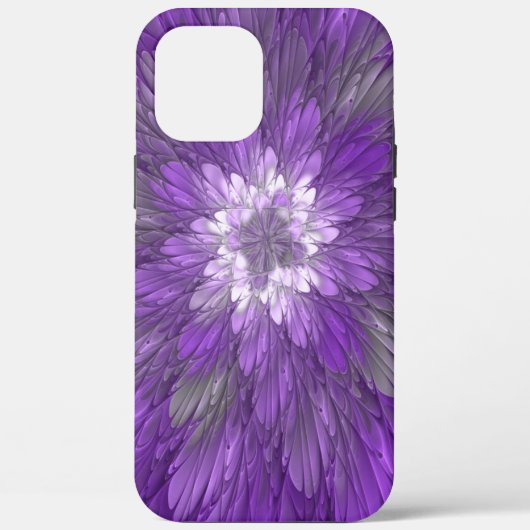 サイケデリックパープルフラワー抽象フラクタルアート Case-Mate iPhoneケース (裏面)