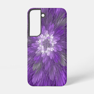 サイケデリックパープルフラワー抽象フラクタルアート SAMSUNG GALAXY S22ケース