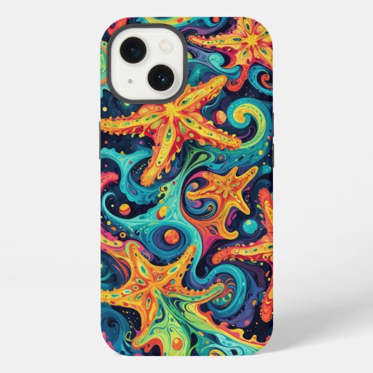 サイケデリックヒトデと宇宙波 iPhoneケース (裏面)