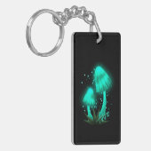 サイケデリックピクシーのキャップ白熱［赤熱］光を放つシアンキノコ キーホルダー (正面左)