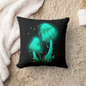 サイケデリックピクシーのキャップ白熱［赤熱］光を放つシアンキノコ クッション (ブランケット)