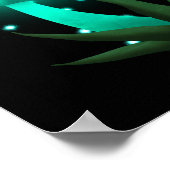 サイケデリックピクシーのキャップ白熱［赤熱］光を放つシアンキノコ ポスター (角)