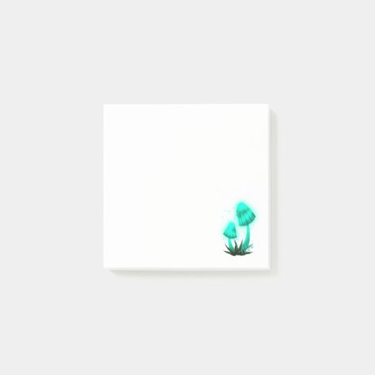 サイケデリックピクシーのキャップ白熱［赤熱］光を放つシアンキノコ ポストイット (正面)