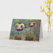 サイケデリックファンタジー折りグリーティングカード カード (黄色い花)