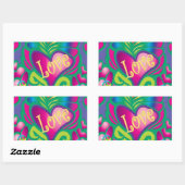 サイケデリックフローラハート 長方形シール (シート)