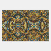 サイケデリックペイズリー熱狂する ラッピングペーパーシート (正面2)