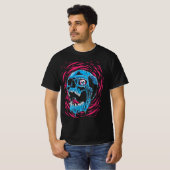 サイケデリックホラーの溶けるドクロ Tシャツ (正面フル)