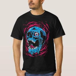サイケデリックホラーの溶けるドクロ Tシャツ