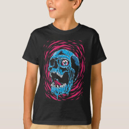 サイケデリックホラーの溶けるドクロ Tシャツ