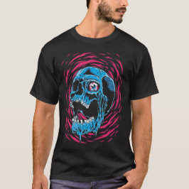 サイケデリックホラーの溶けるドクロ Tシャツ