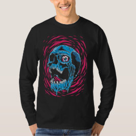サイケデリックホラーの溶けるドクロ Tシャツ
