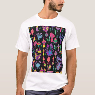 サイケデリックマッシュルームのレインボーカラー Tシャツ