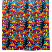 サイケデリックレトロトリップ（幻覚体験）のようなキノコ シャワーカーテン (正面)