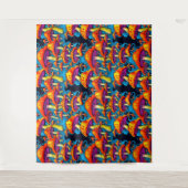 サイケデリックレトロトリップ（幻覚体験）のようなキノコ タペストリー (正面)