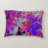 サイケデリックレトロ深紅とマゼンタの野花 アクセントクッション (裏面)