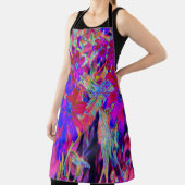 サイケデリックレトロ深紅とマゼンタの野花 エプロン (インサイチュ)