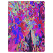 サイケデリックレトロ深紅とマゼンタの野花 クリップボード (裏面)