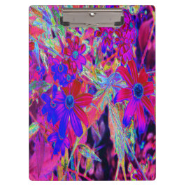 サイケデリックレトロ深紅とマゼンタの野花 クリップボード