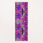 サイケデリックレトロ深紅とマゼンタの野花 ヨガマット (正面)