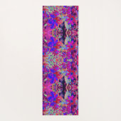 サイケデリックレトロ深紅とマゼンタの野花 ヨガマット (裏面)