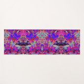 サイケデリックレトロ深紅とマゼンタの野花 ヨガマット (正面(横))