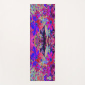 サイケデリックレトロ深紅とマゼンタの野花 ヨガマット (正面)
