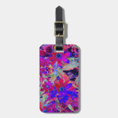 サイケデリックレトロ深紅とマゼンタの野花 ラゲッジタグ (正面縦)