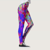 サイケデリックレトロ深紅とマゼンタの野花 レギンス (右)