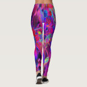 サイケデリックレトロ深紅とマゼンタの野花 レギンス (裏面)