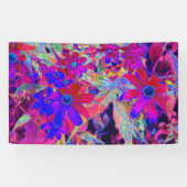サイケデリックレトロ深紅とマゼンタの野花 横断幕 (横)