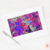 サイケデリックレトロ深紅とマゼンタの野花 長方形シール (封筒)