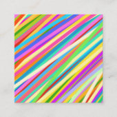 サイケデリックレトロ・キャンディ・レインボー・パストライプのターン スクエア名刺 (正面)