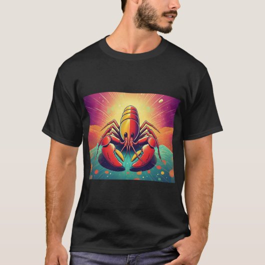 サイケデリックロブスター海 Tシャツ (正面)