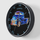 サイケデリックヴィンテージ白熱［赤熱］光を放つトラック集荷車 壁時計 (傾斜)
