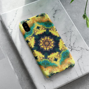 サイケデリック万華鏡のように千変万化するパターンイエローブルーとグリーン iPhone 11 ケース