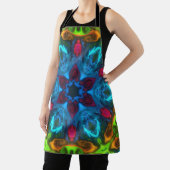 サイケデリック万華鏡のように千変万化するパターンブルーピンクとグリーン エプロン (インサイチュ)