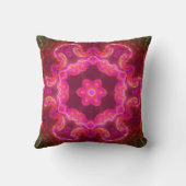 サイケデリック万華鏡のように千変万化するパターン花紅緑 クッション (裏面)