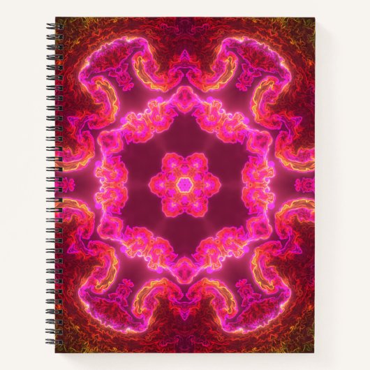 サイケデリック万華鏡のように千変万化するパターン花紅緑 ノートブック (正面)