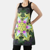 サイケデリック万華鏡のように千変万化するパターン花黄とピンク エプロン (インサイチュ)