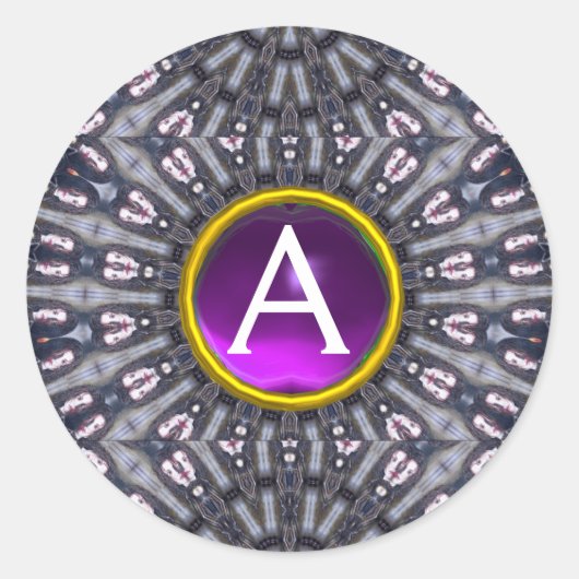サイケデリック万華鏡のように千変万化するパターン/神秘的な記憶モノグラム ラウンドシール (正面)