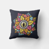 サイケデリック不気味目の花カラフル クッション (裏面)