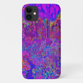サイケデリック印象派の紫の風景 iPhone 11 ケース