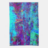 サイケデリック印象派青い庭園の風景 キッチンタオル (縦)