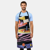 サイケデリック宇宙: 70sジオメトリック形状 エプロン (着用した状態)